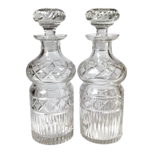 19th Century Cut Glass Spirit Decanters - a Pair