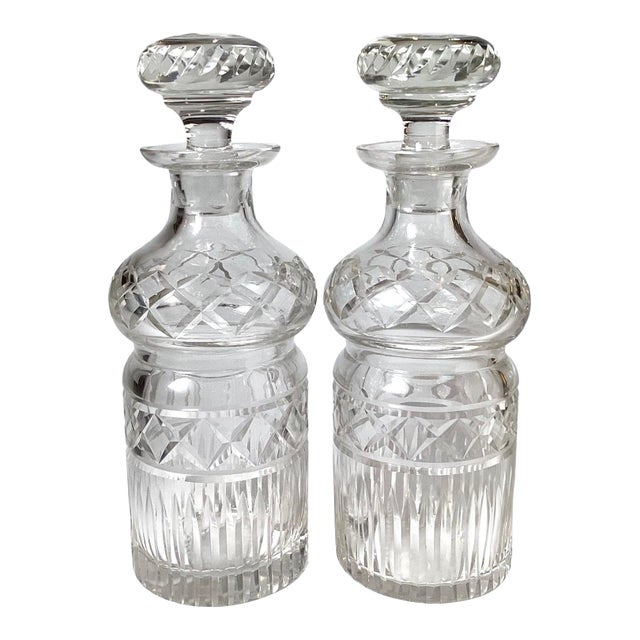 Pait of 19th Century Cut Glass Spirit Decanters For Sale