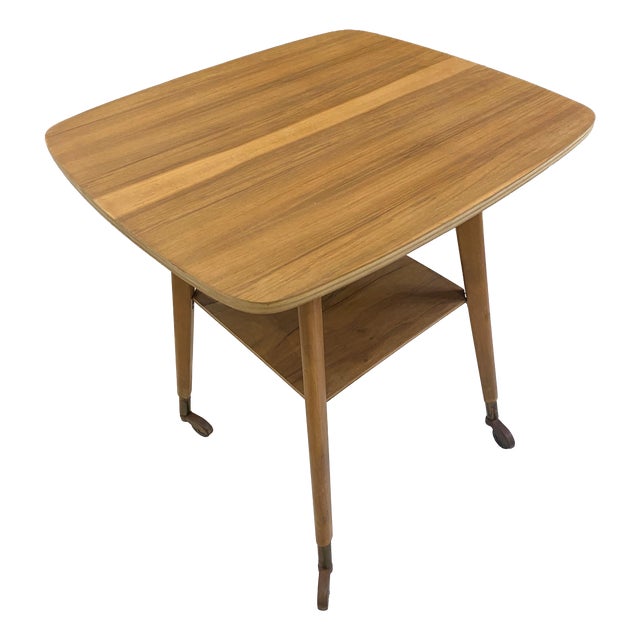 Scandinavian Style Wooden Side Table with Swivel Top, 1950s For Sale