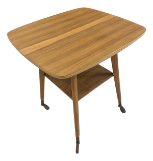 Scandinavian Style Wooden Side Table with Swivel Top, 1950s
