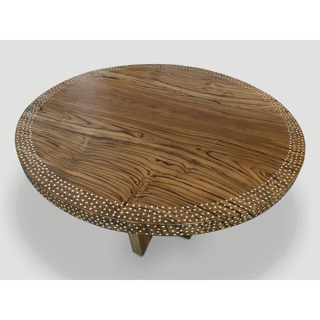 Contemporary Andrianna Shamaris Round Shell Inlaid Dining Table or Entrance Table For Sale - Image 3 of 18