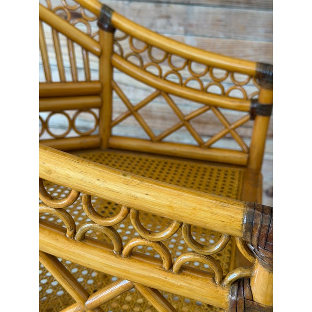 Wood Pair of Vintage Brighton Pavilion Style Rattan and Cane Side Chairs For Sale - Image 7 of 12