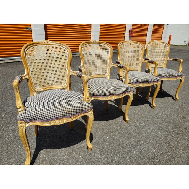 Mid 20th Century French Provincial Louis XV Style Cane Backed Fauteuils Arm Chairs For Sale - Image 17 of 17