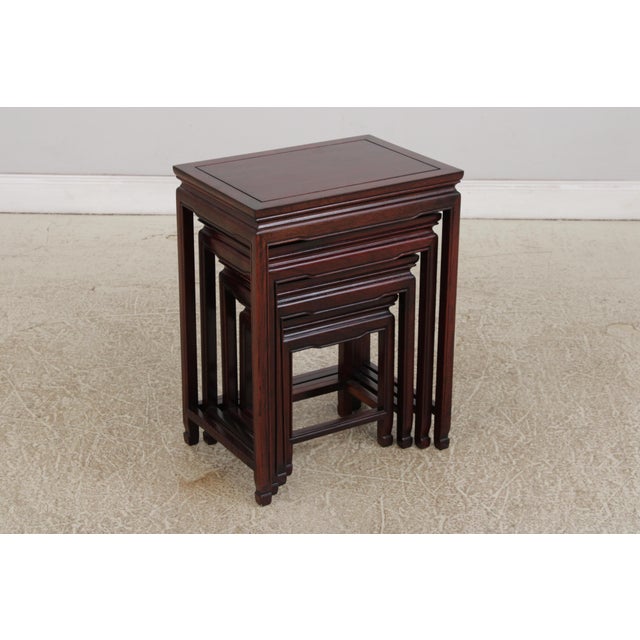 Vintage Chinese Rosewood 4 Stack Nesting Tables For Sale In Philadelphia - Image 6 of 15