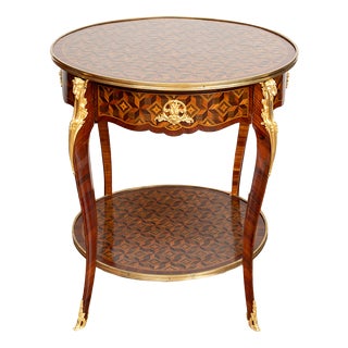Antique Napoleon III Coffee Table with Gilded Bronze Inserts, France, 1800s For Sale