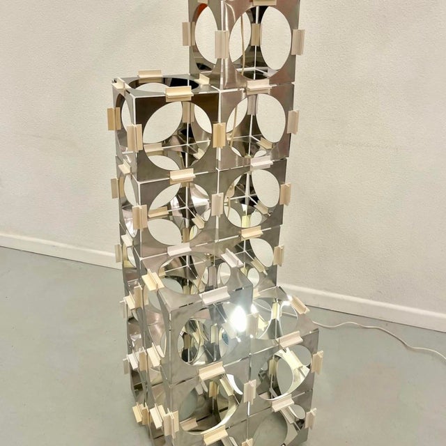 Modular Floor Lamp in Brushed and Polished Stainless Steel from Reggiani, Italy, 1970s For Sale - Image 4 of 17