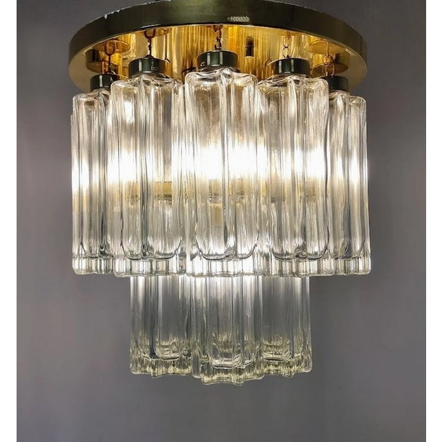 Mid-Century Modern Brass Glass Ceiling Light from Glashütte Limburg, 1980s For Sale - Image 6 of 10
