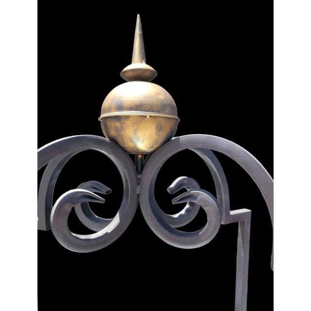 French Vintage French Iron Pagoda Glass Shelf Graduated Étagère - Maison Jansen Style For Sale - Image 3 of 11