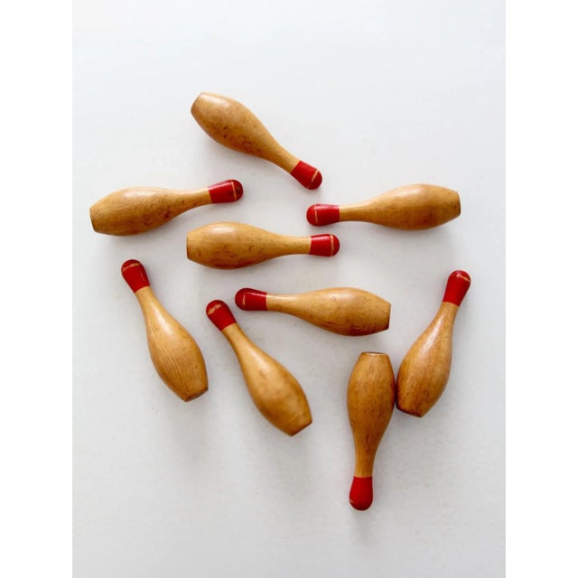 Brown Antique Table Top Bowling Set For Sale - Image 8 of 9