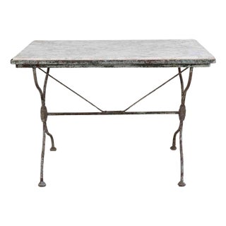 19th Century French Wrought Iron Table with Marble Top, Signed Emile Paul For Sale