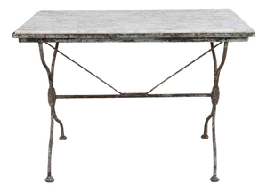 19th Century French Wrought Iron Table with Marble Top, Signed Emile Paul