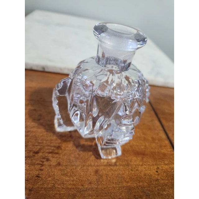1940s Tall Art Deco Perfume Bottle, Clear Cut Glass 1940's For Sale - Image 5 of 12