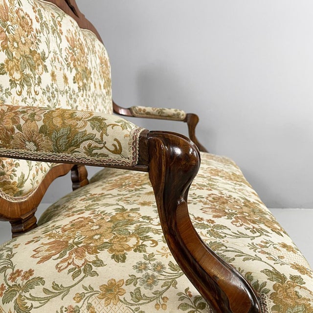 Italian 19th Century Style Sofa in Floral Fabric and Wood, 1930s For Sale - Image 10 of 18