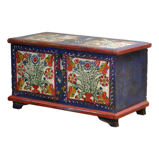 Folk Art Bridal Chest, 1883 For Sale
