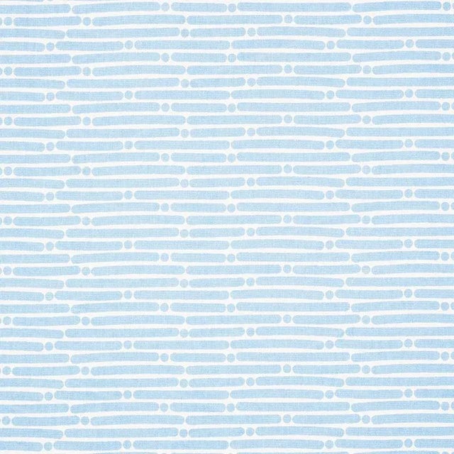 Sample - Schumacher X Studio Bon Dot Dash Fabric in Sky For Sale