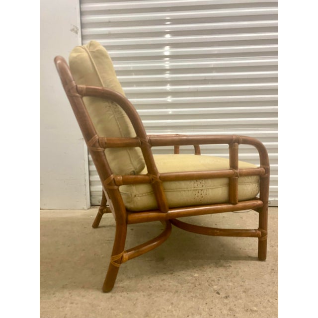 1960s Vintage Bamboo Set of Two Chair and One Ottoman . Ficks Reed Style. For Sale - Image 5 of 12
