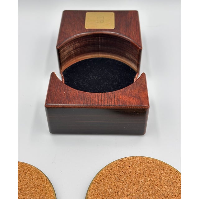 Brass 1980s Frank Sinatra Celebrity Golf Invitational Leather & Brass Coaster Set For Sale - Image 8 of 11