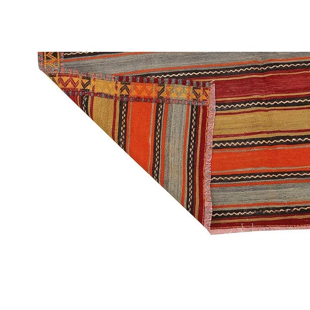Mid 20th Century Striped Vintage Turkish Kilim Rug For Sale - Image 5 of 7