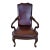 Burgundy Naugahyde Queen Anne Open Armchair - Late 20th Century For Sale