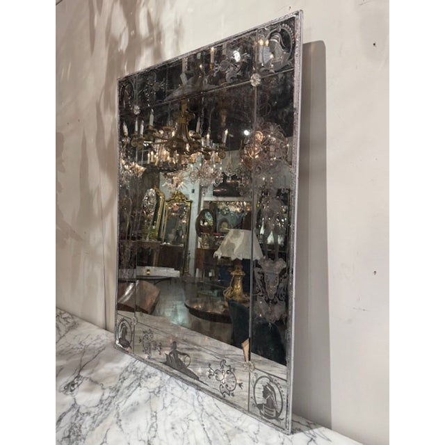 Traditional Venetian Etched Glass Mirror For Sale - Image 3 of 6