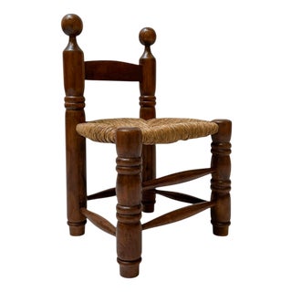 French Rustic Brutalist Low Side Chair by Charles Dudouyt, 1940s For Sale