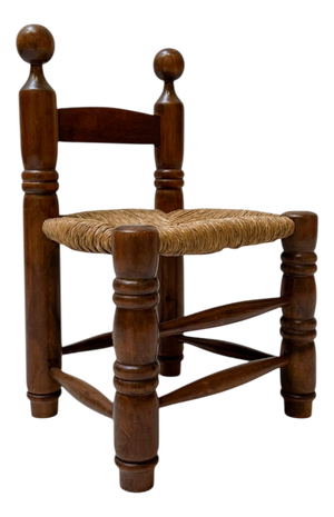French Rustic Brutalist Low Side Chair by Charles Dudouyt, 1940s