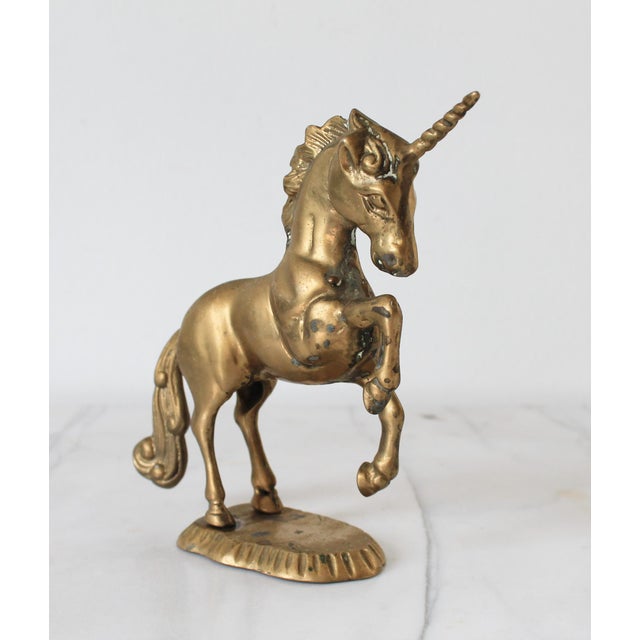 Mid-Century Modern Vintage Brass Unicorn Figure For Sale - Image 3 of 10