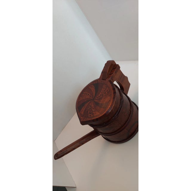 Rustic European 1860s Hand Painted Danish Wooden Jug For Sale - Image 3 of 11
