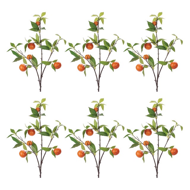 Rustic Orange Fruit Foliage Branch (Set of 6) For Sale - Image 3 of 3