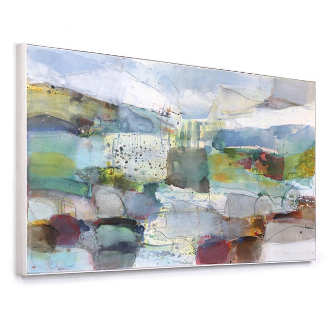 Mystical Landscape - Large Layered Abstract Scenic Colorfield Painting Original Artwork by Greet Helsen For Sale In Los Angeles - Image 6 of 8