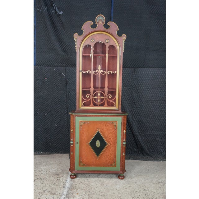 Antique 1930s Mechanics Furniture Corner Curio Display Cabinet Cupboard 72" For Sale - Image 4 of 18