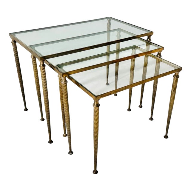 Neo-Classical Brass Nesting Tables, 1960 For Sale