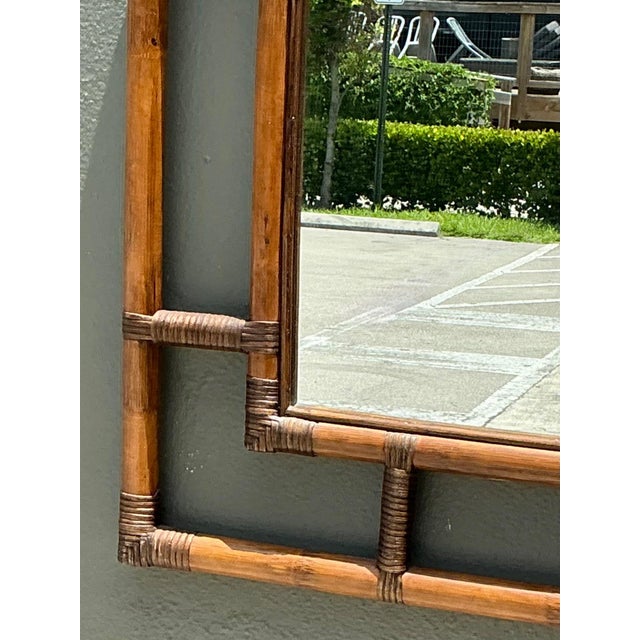 Vintage Rattan Arched Wall Mirror For Sale - Image 12 of 14