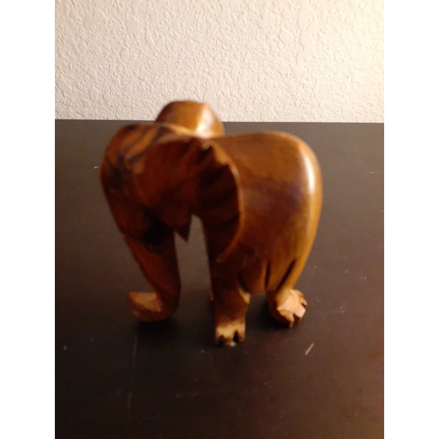 1980s 1980s Hand Carved Wooden Elephant Figurine For Sale - Image 5 of 7