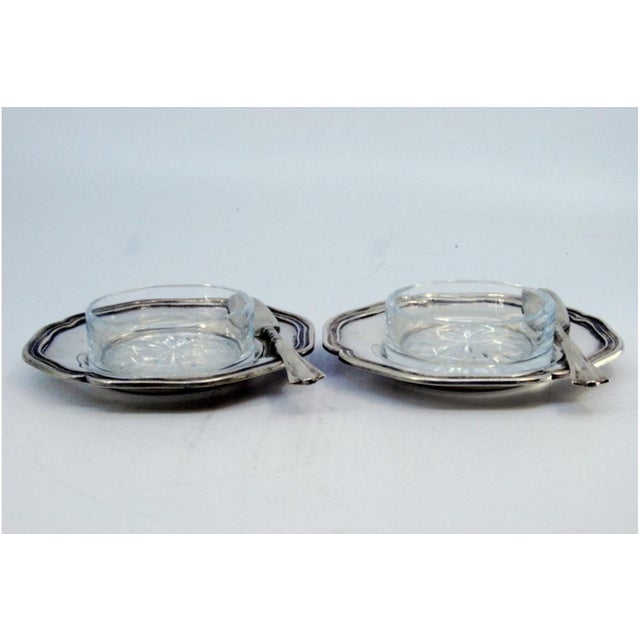Silver Silver Butter Dishes with Glass Cores and Knives with Twisted Handles, Set of 6 For Sale - Image 8 of 10
