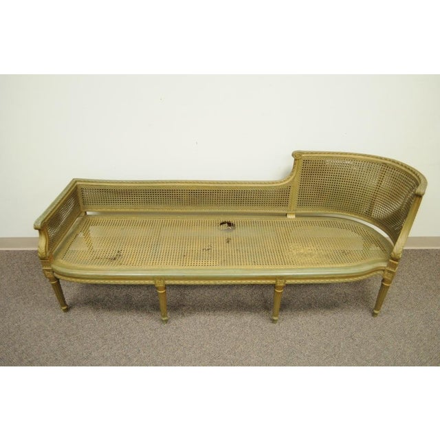 Antique French Louis Xvi Style Caned Chaise Lounge Recamier