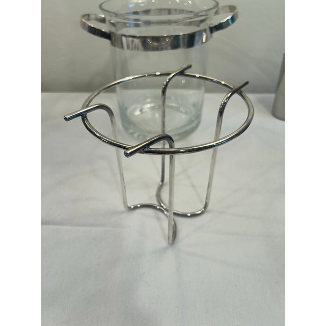 1950s Crystal Ice Bucket by Gorham Maestri Silver Plate Over Brass Handles & Interior Bottle Holder For Sale In Sacramento - Image 6 of 8