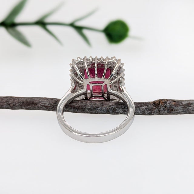 6.7Ct Statement Ruby Ring With Natural Diamond Halo: Solid 14k Gold, 11x9mm, Size 6.75 For Sale In Columbus - Image 6 of 6