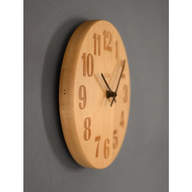 Mid-Century Modern Vintage 1970s Danish Modern Linden Round Wooden Clock For Sale - Image 3 of 7