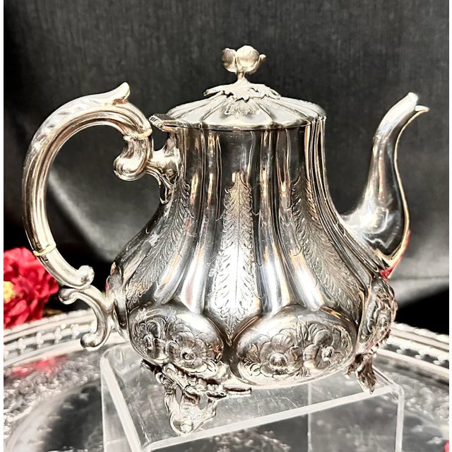 French Country Antique Tea and Coffee Service Wep Co. German Silver Plated Hand Chased - 6 Pieces For Sale - Image 3 of 12