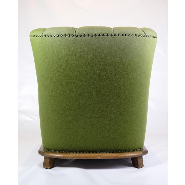 Armchair in Green Fabric with Wood Carvings, 1920s For Sale - Image 3 of 10