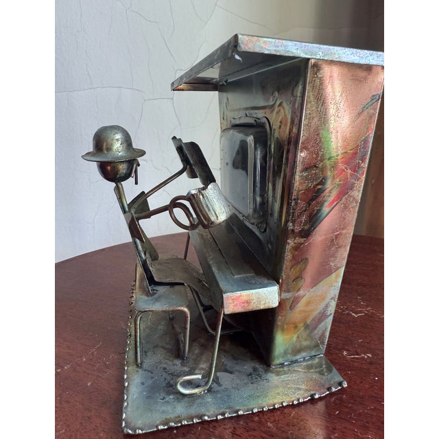 1970s, Vintage Piano Man Saloon Bar, Mixed Metal Sculpture Music Box For Sale - Image 9 of 11