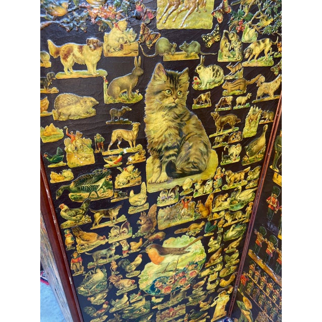 Large English Victorian Scrap Screen For Sale In Buffalo - Image 6 of 18