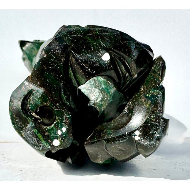 Chinese Hardstone Parrot Sculpture, Green Stone Bird Figure on Scholar Rock Base For Sale In New York - Image 6 of 10