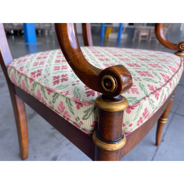 Vintage Hickory Chair Neoclassical Cane Back Armchair With Gilt Accents & Floral Upholstery For Sale - Image 9 of 12