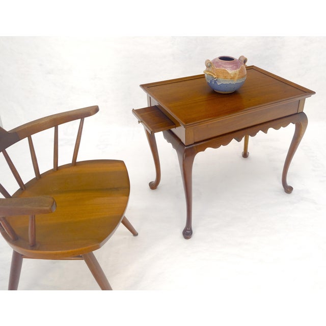Brown Queen Ann Solid Mahogany Pull Out Trays Gallery Top Side End Table MINT For Sale - Image 8 of 9