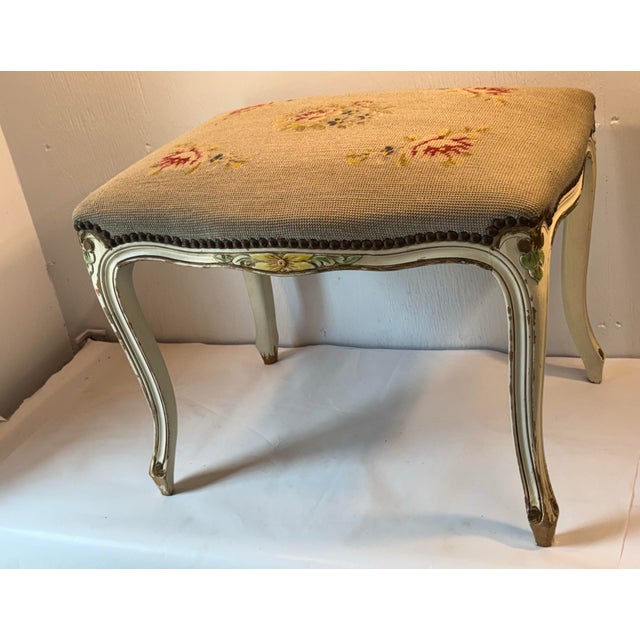 Vanilla Vintage French Provincial Needlework Bench For Sale - Image 8 of 12