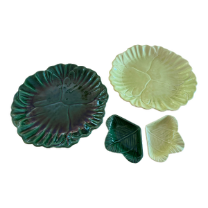 Two 1960s Mod Cemar California Pottery 622 Cabbage Platters. Plus Sauce Trays