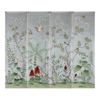 Chinoiserie Mural Hand Painted Wallpaper - 4 Panels For Sale