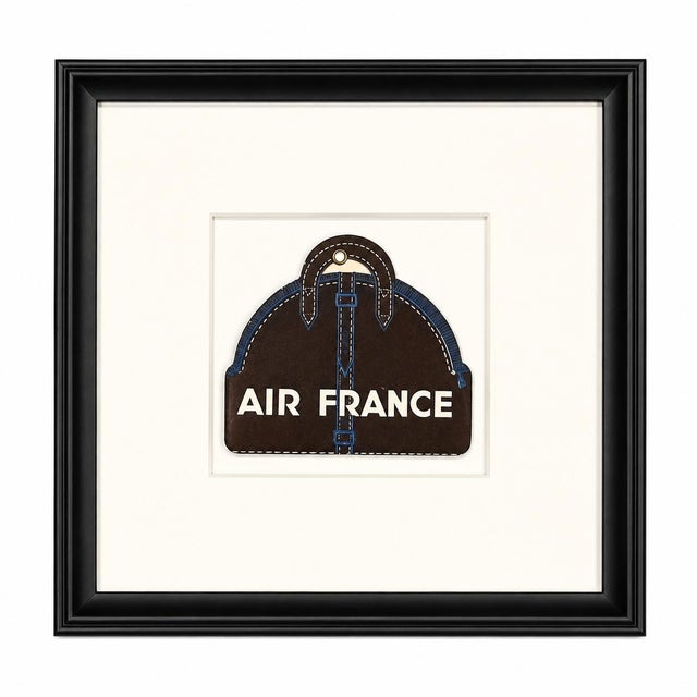 Vintage Air France Framed Luggage Label Travel Art Decor For Sale